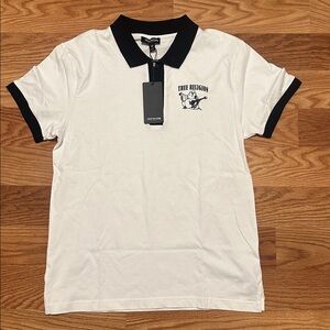 True Religion White Polo with Black Trim